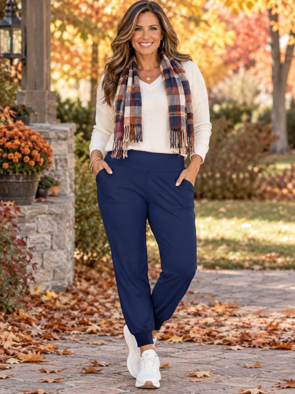 LEGGINGS DEPOT ActiveFlex Navy Blue High Waisted Jogger Pants w/Pockets NWOT XL